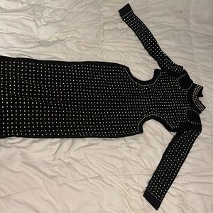 Black/gold long sleeve cut out dress